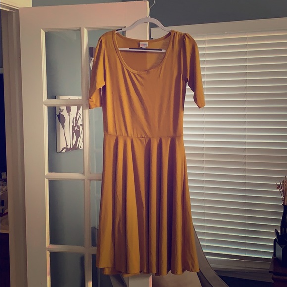 Mustard Lularoe Nicole Dress, Large - Picture 1 of 2